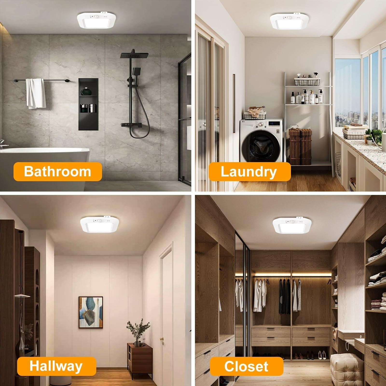 ANOTEK Motion Sensor Ceiling Light 2-Pack Battery Operated Indoor