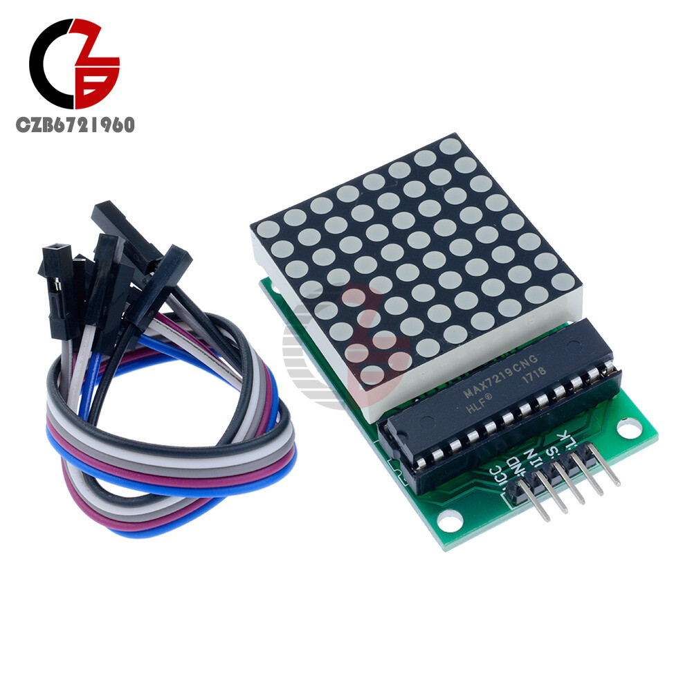 2PCS MAX7219 LED 8x8 Dot Matrix Module Red Light Assembled w/ Cable For Adduino