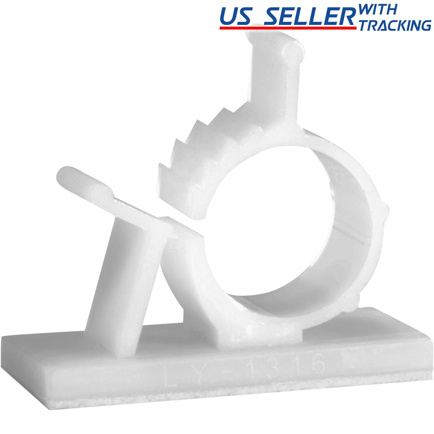 25x Cable Clips Adhesive Cord Management Organizer Wire Holders 0.6" Clamp White
