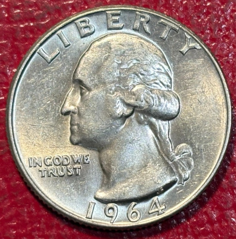 HIGH GRADE UNC 1964 D/D WASHINGTON SILVER QUARTER-MAR202