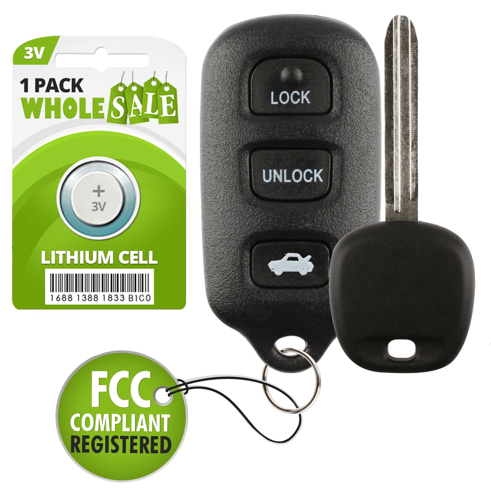 Replacement For 2003 2004 2005 2006 Toyota Camry 67 Key + Fob Remote