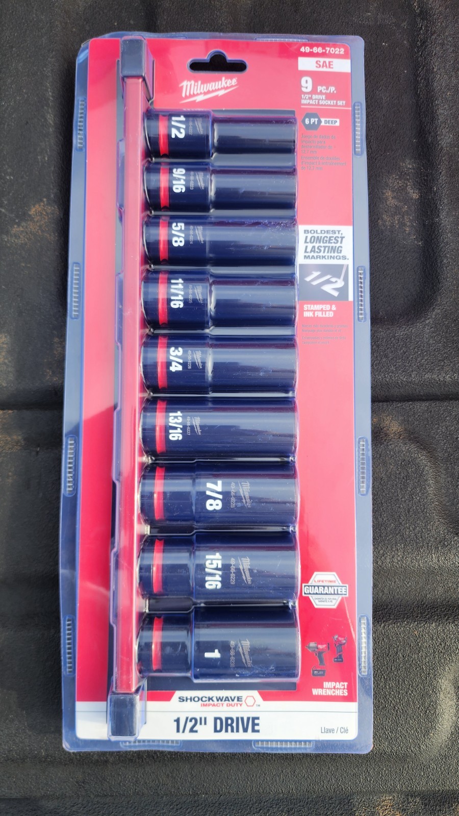 Milwaukee 49-66-7022 9PC SHOCKWAVE Impact Duty 1/2" Drive SAE Deep Socket Set