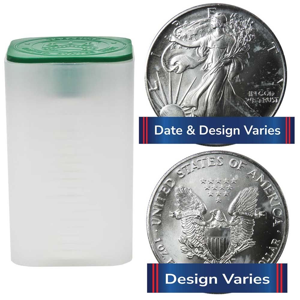 Roll of 20 - $1 American Silver Eagle 1 oz Random Year Impaired