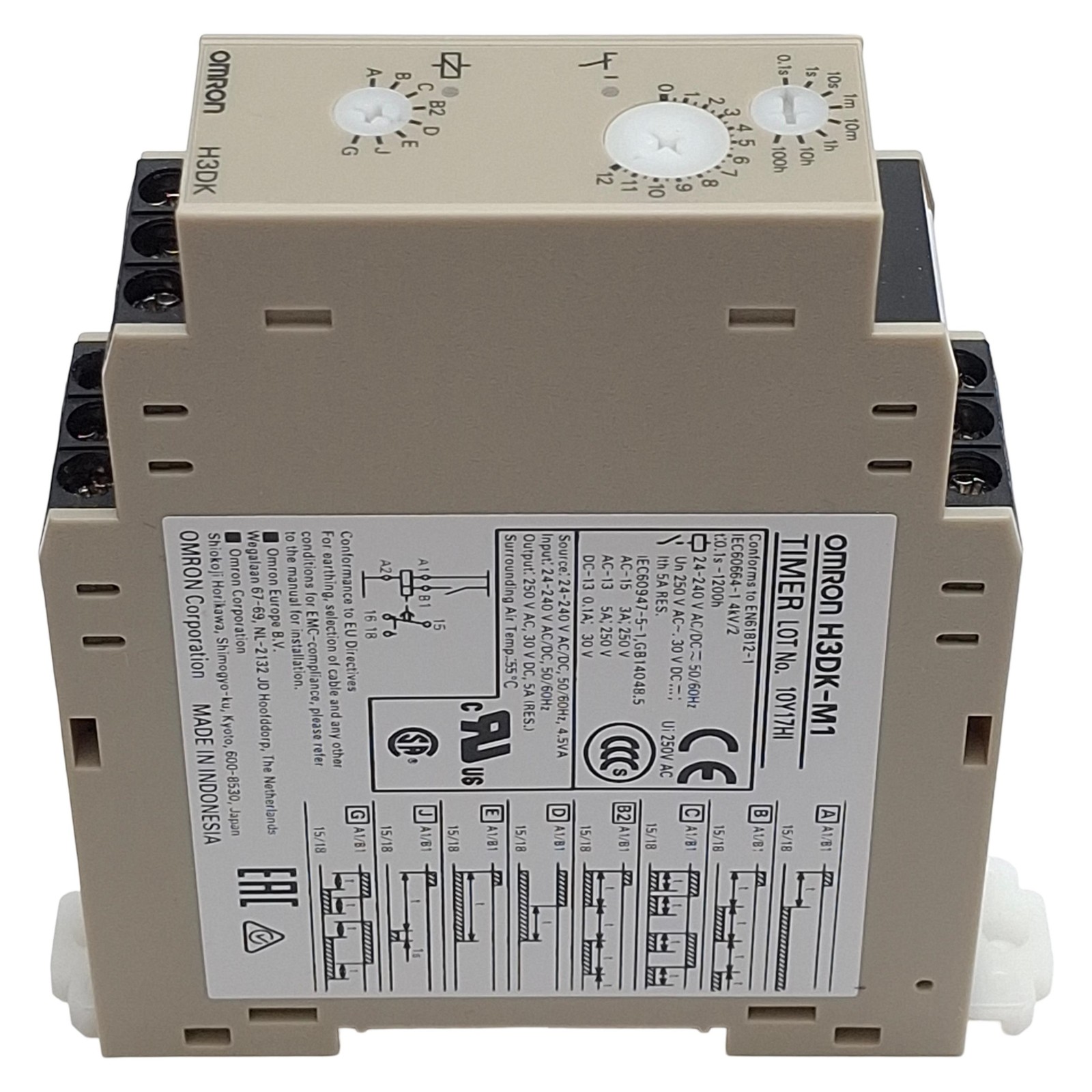 Omron H3DK-M1 AC/DC24-240 Solid-State Timer, SPDT, 0.1s-100h Range, 24-240VAC/DC