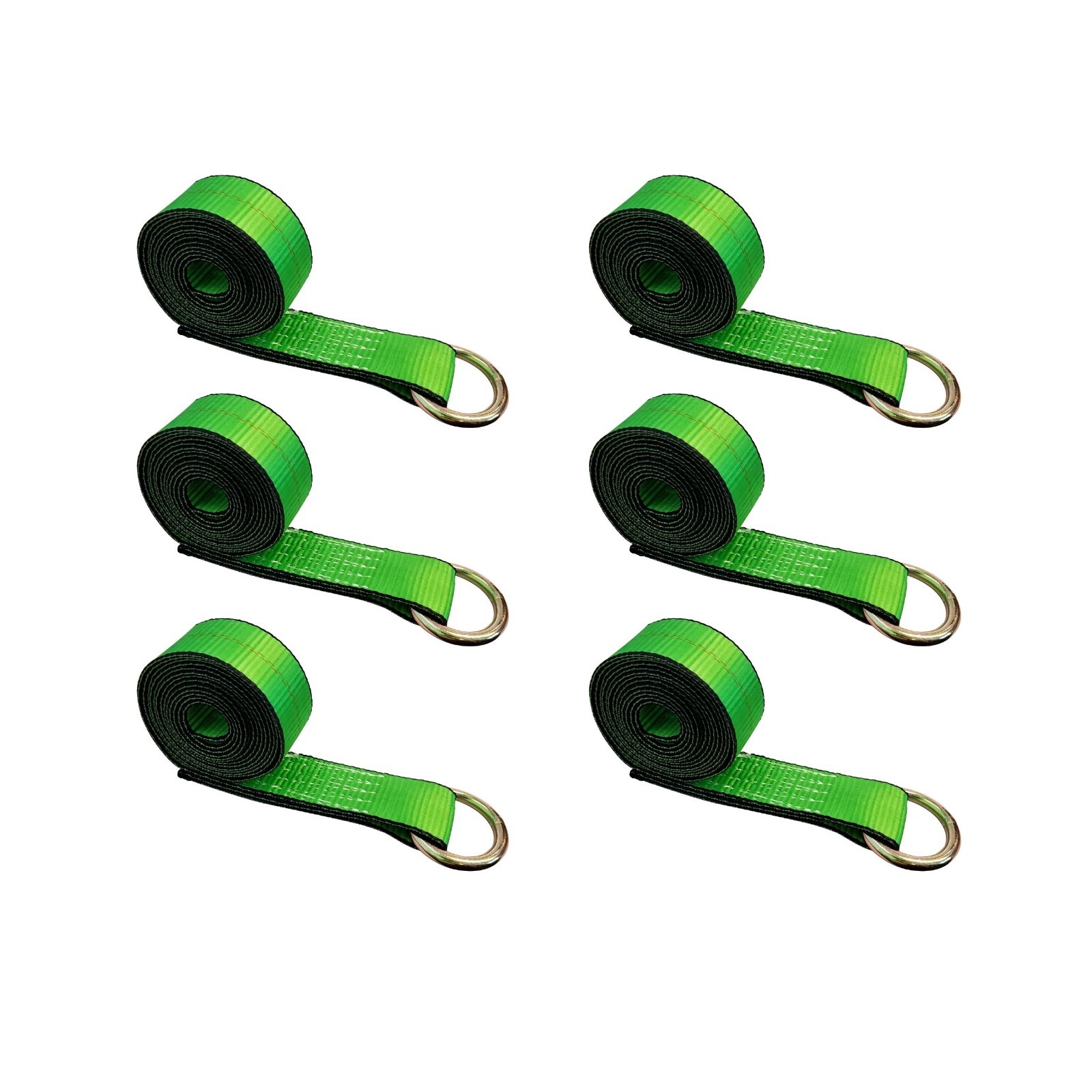 6 Pack 2" x 10' Lasso Strap w/ O Ring Auto Tie Down for Tow Truck Wheel Lift