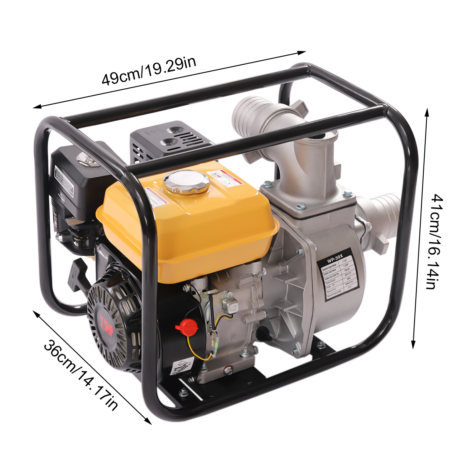 7.5 HP 3 Inch Gas Power Semi-Trash Water Pump High Pressure Garden Irrigation
