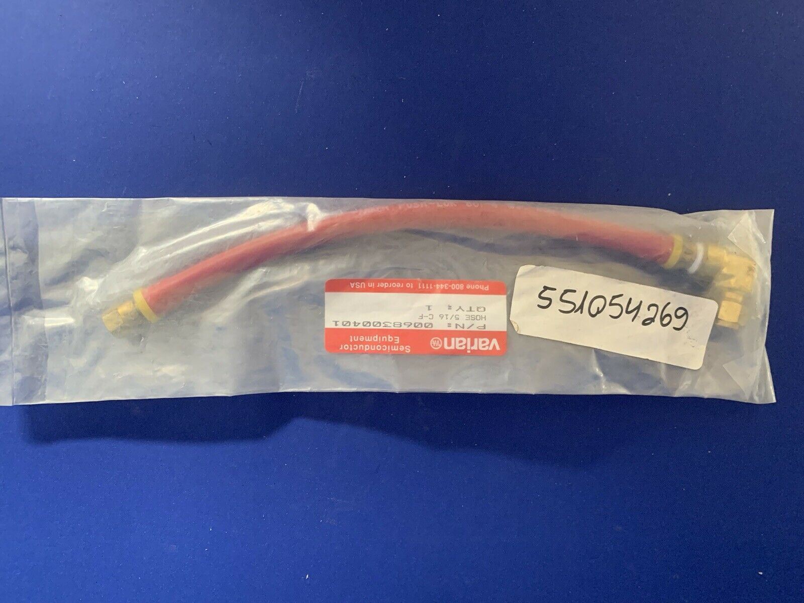 Varian Parker Push-Lok Red Hose 0068300401, 5/16 C-F, Brass Fittings, New