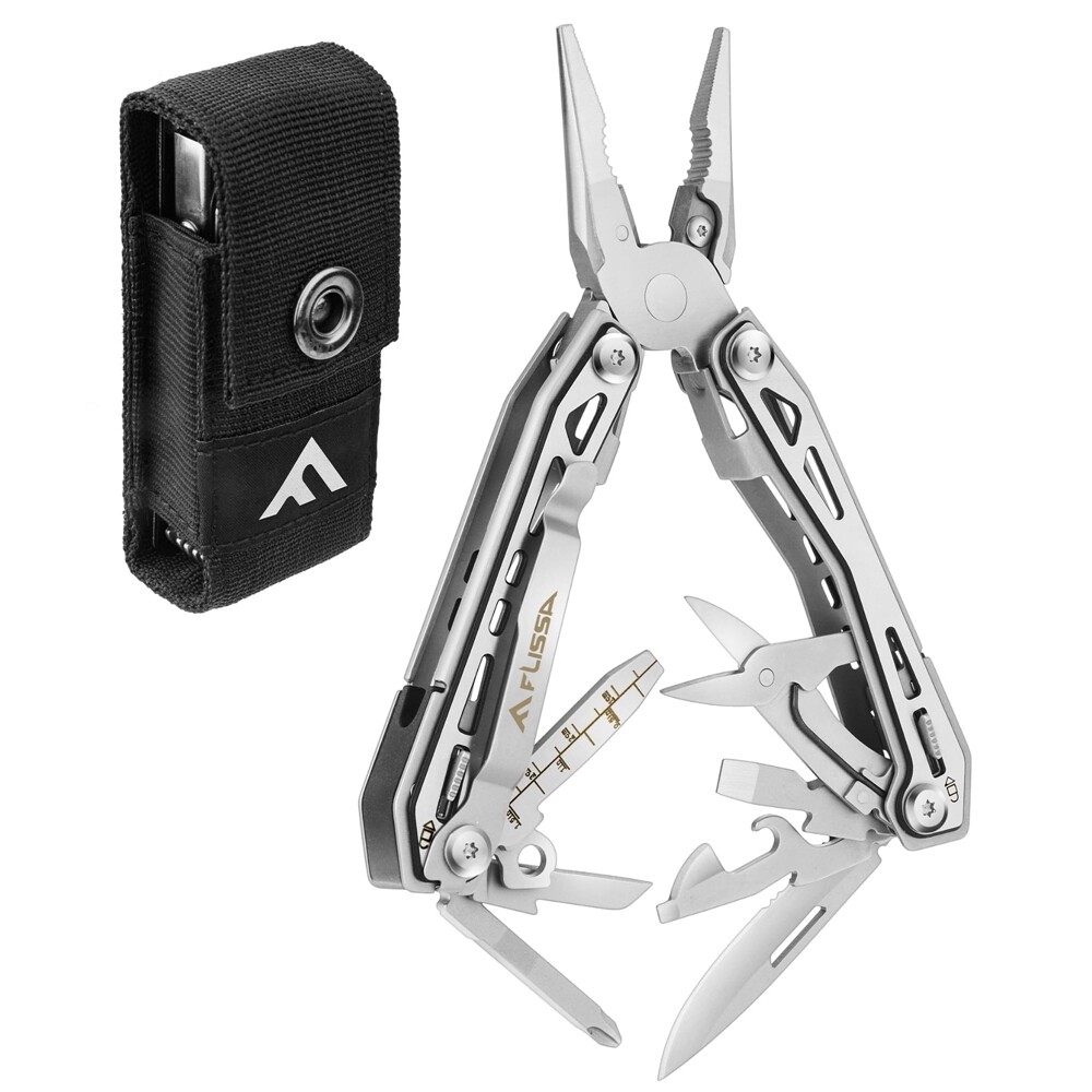 FLISSA 16-in-1 Multi Tool Plier Knife Folding Compact EDC Multitool Pocket Knife