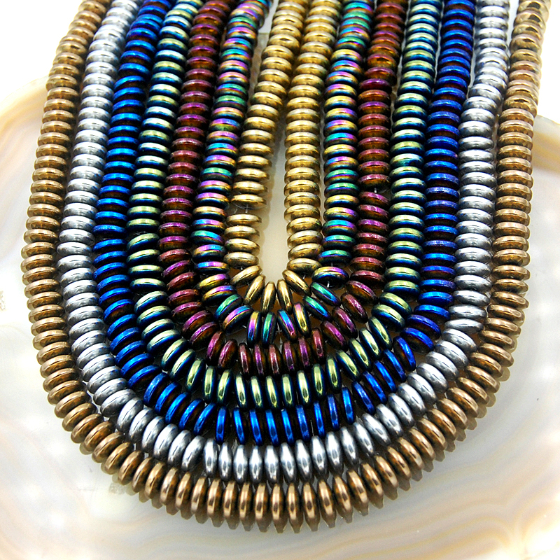 Hematite Gemstone Rondelle Spacer Beads 16" 3mm 4mm 6mm 8mm 10mm