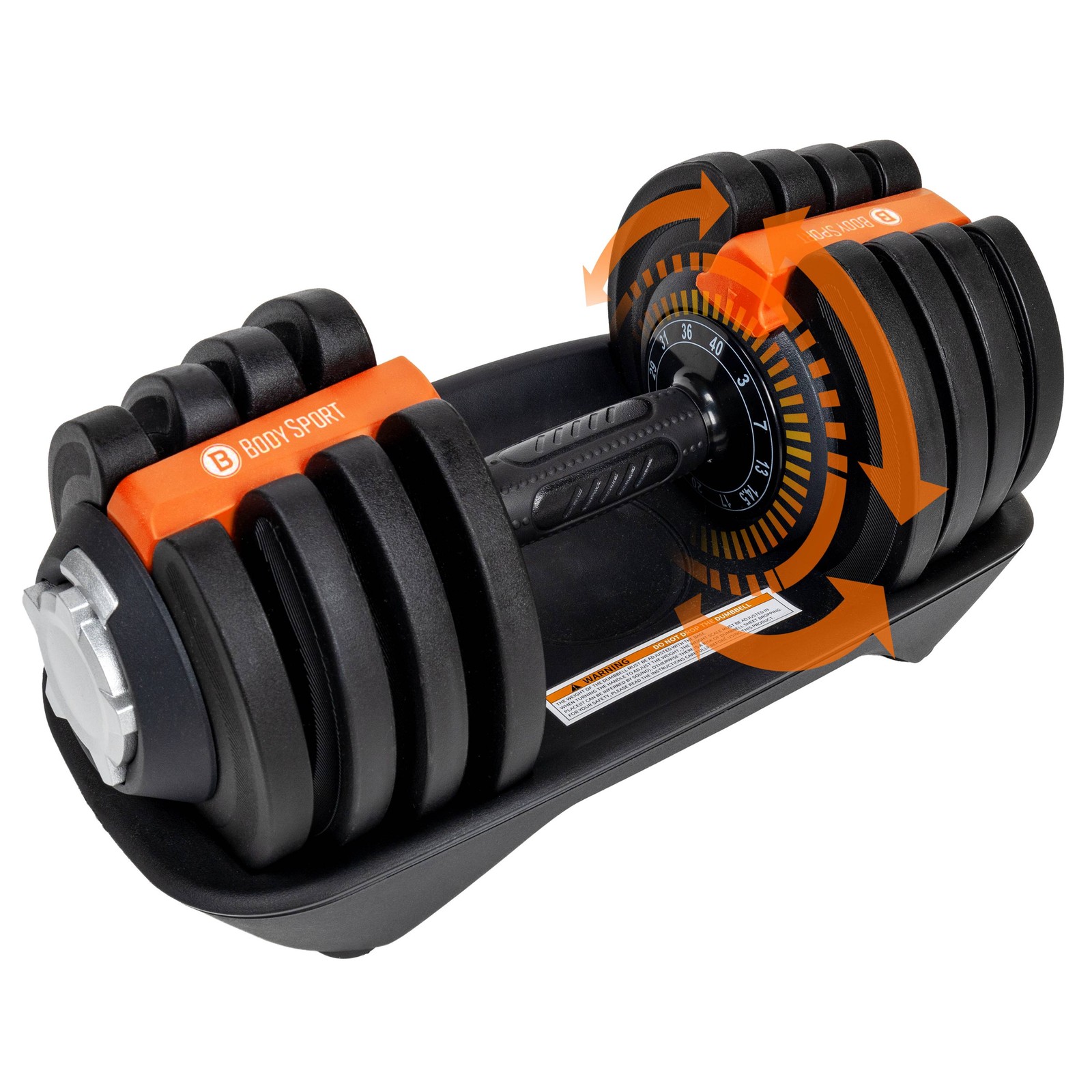 Body Sport 3-40 lb. Single Adjustable Dumbbell with Non-Slip, Comfort Grip &