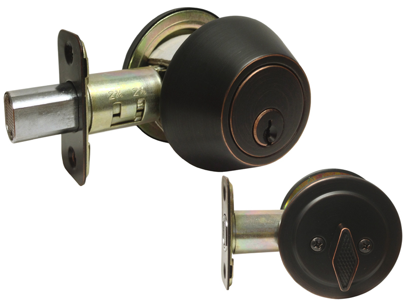 Oil Rubbed Bronze Door Entry Entrance keyed Oval knob Knobs Single Deadbolt lock