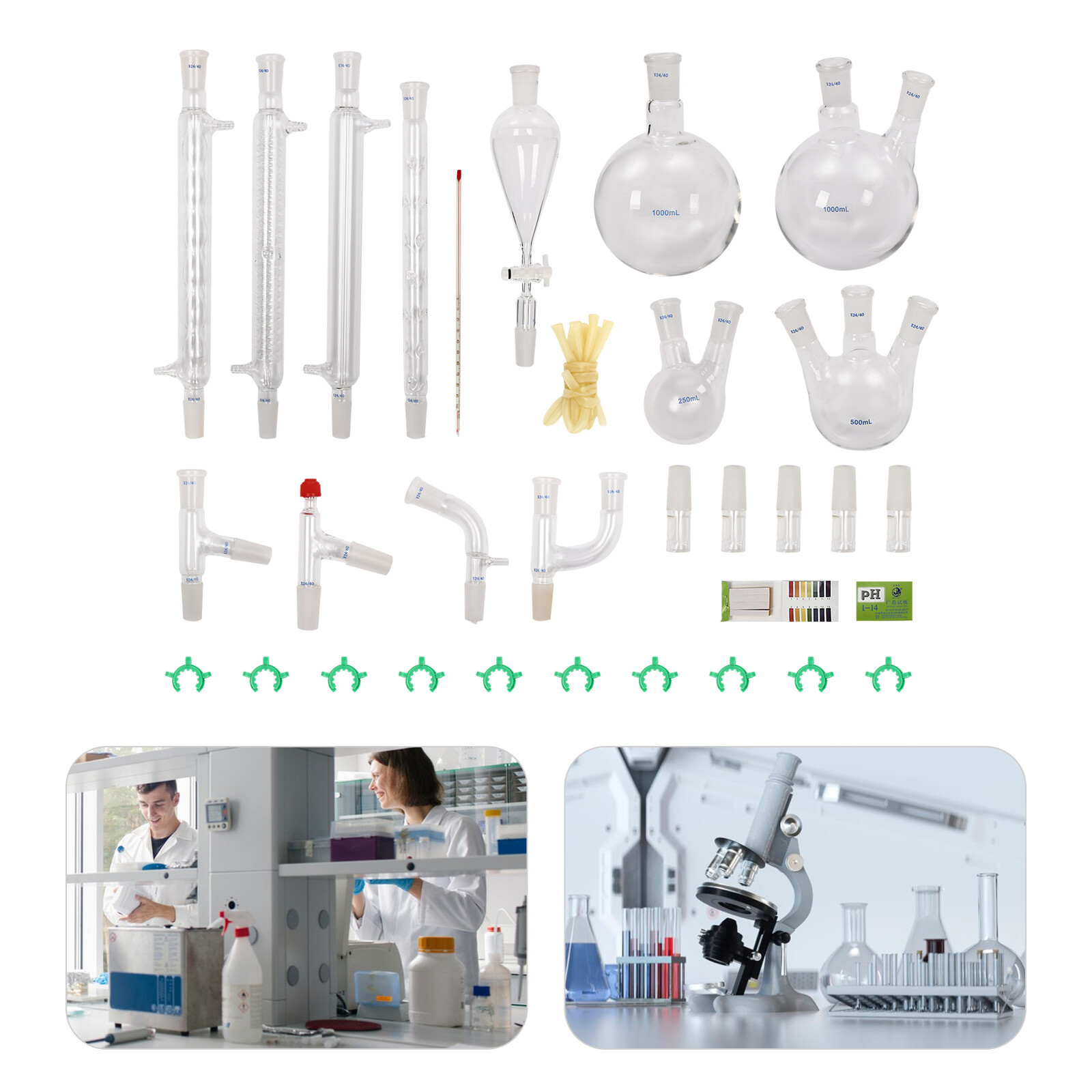 24/40 Glass Organic Chemistry Lab Glassware Kit - 32PCS Distillation Set