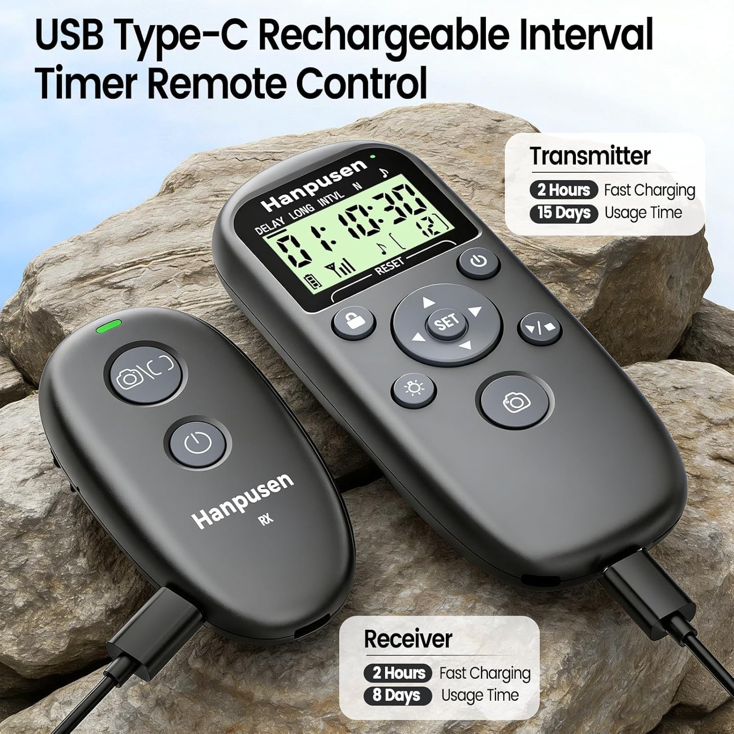 Rechargeable Camera Remote Control with Timer Intervalometer, Wireless