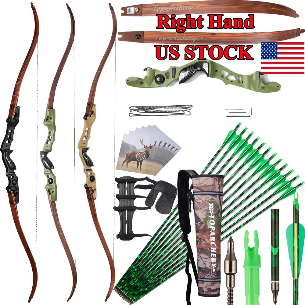 62" ILF Takedown Recurve Bow 25-60lbs &Carbon Arrows Archery Hunting Competition