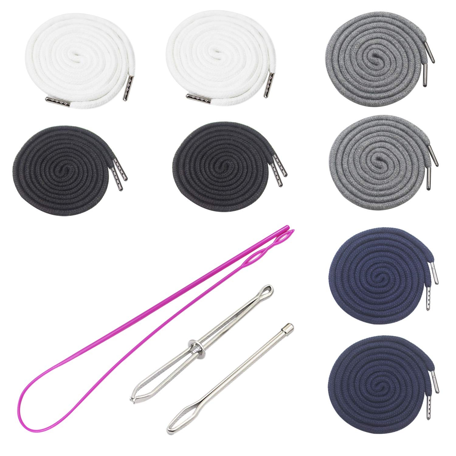 8 Pieces Drawstring Cords Replacement Drawstrings with Easy Threaders for Swe...