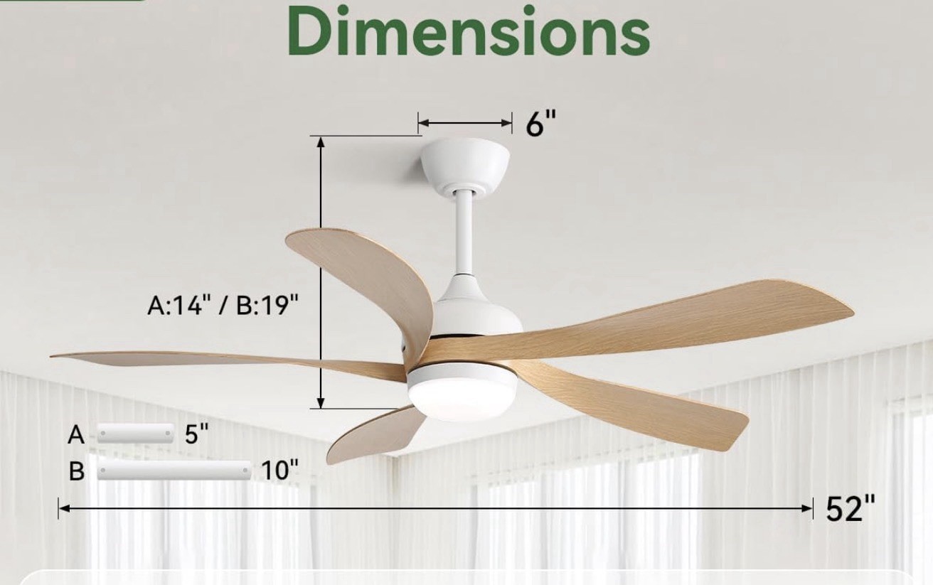 52 Inch Ceiling Fans with Lights and Remote, Outdoor Ceiling Fan