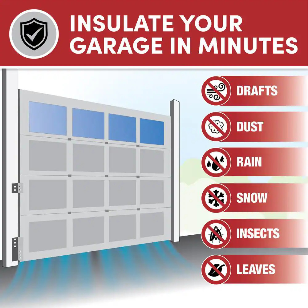 9 Ft Garage Door Bottom Seal 2-1/4" Rubber Weather Strip Replacement Kit