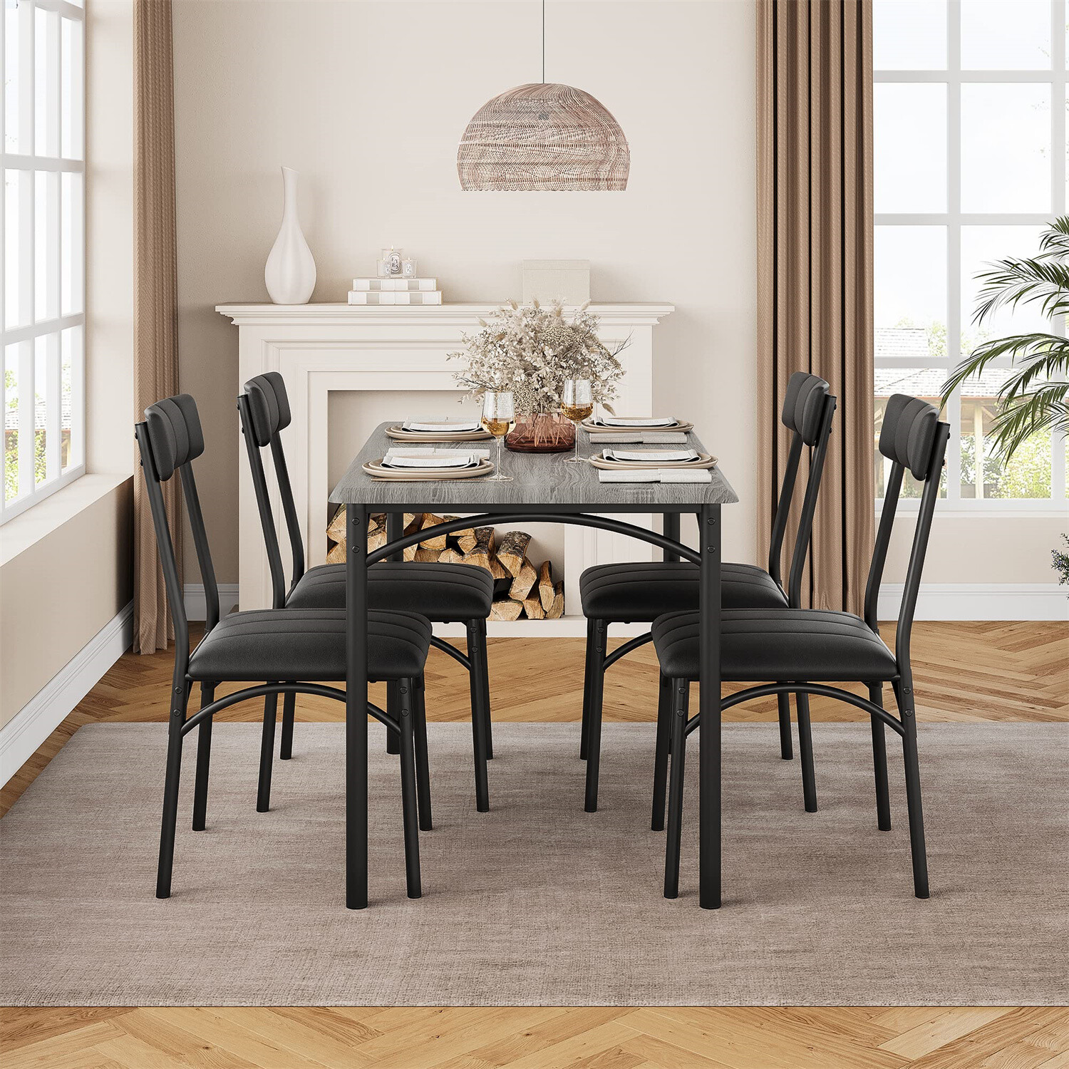 🆕Dining Table for 4 Upholstered Chairs Kitchen & Dining Room Sets for Small Spa
