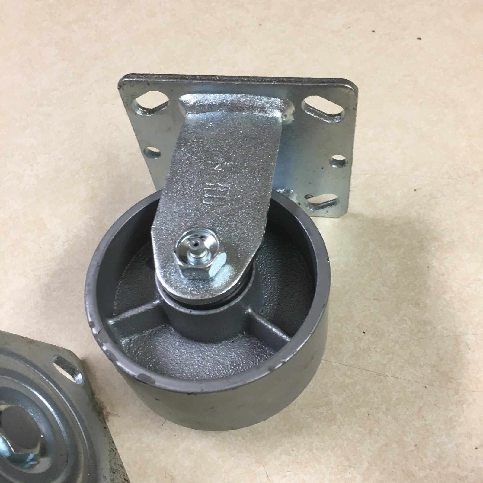Wright 4" Steel Caster Wheel Set (2 Rigid, 2 Swivel) for Dumping Hoppers
