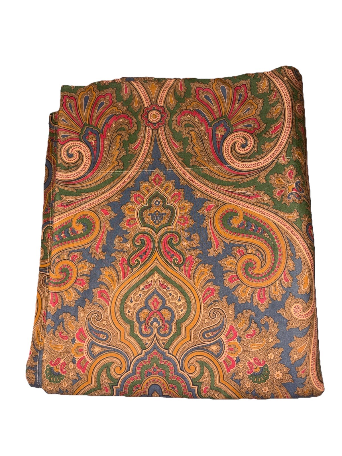 RALPH LAUREN Brianna Elizabeth Paisley FULL FLAT SHEET Blue Green Vintage USA