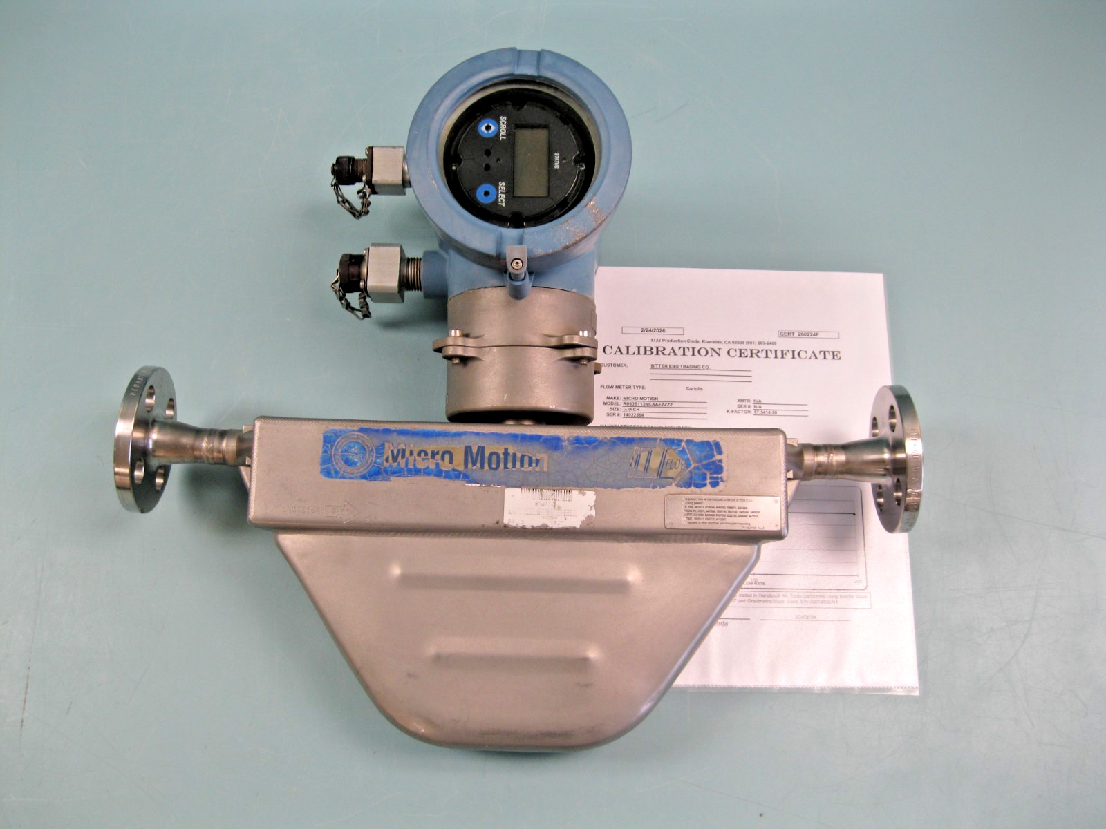 1/2" 150# Micro Motion R050 Mass Flow Sensor 1700 Transmitter CALIBRATED G5