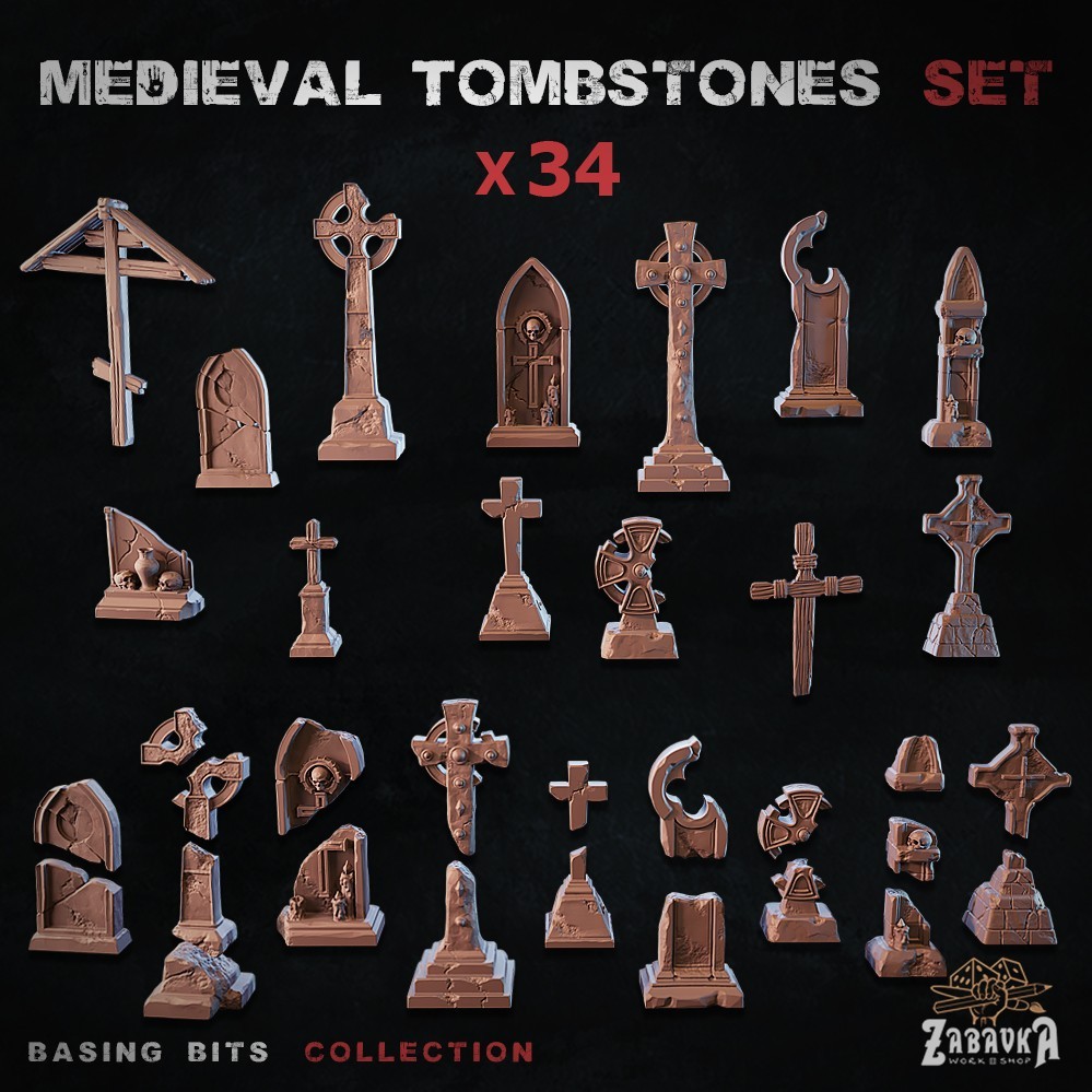 Tombstones and grave yard basing decoration bits   28mm scale.