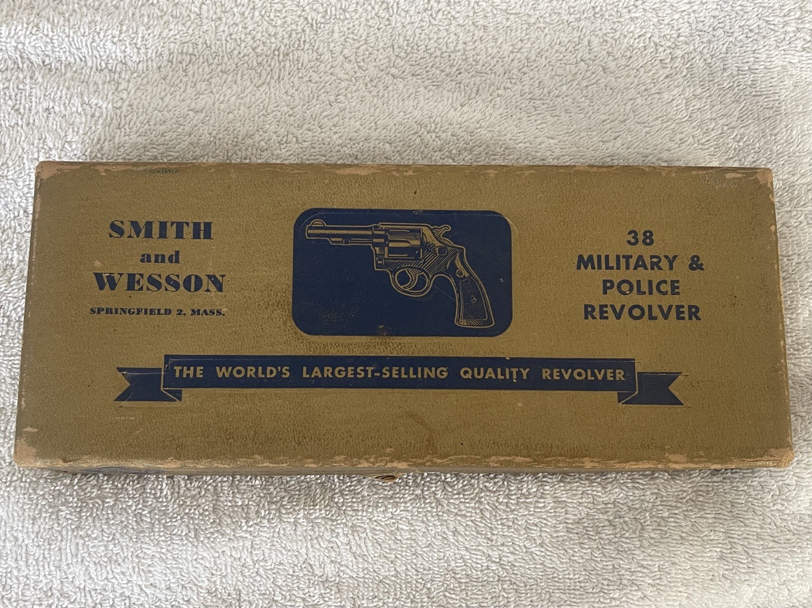 Vintage Smith & Wesson 38 Military & Police Revolver Gold Box  - 4" Blue Finish