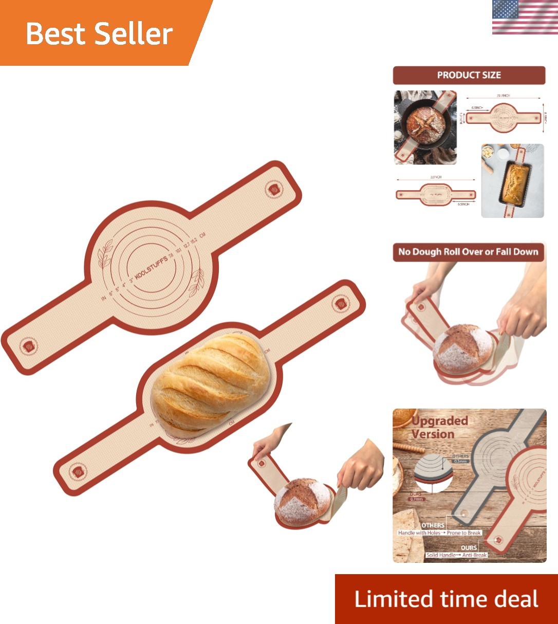 Silicone 2PCS Bread Sling - Oval & Round Non-Stick Baking Tools for Sourdough