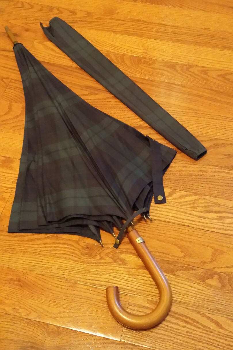 NEW Polo Ralph Lauren BLACKWATCH Plaid Doorman Hook Umbrella VINTAGE 90s RARE
