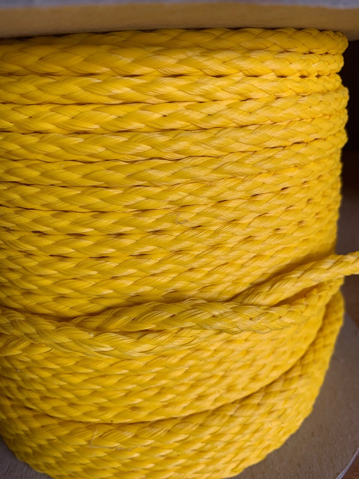 3/16” x 650 ft. Hollow Braid Polypropylene Rope Spool. Yellow. Made in USA
