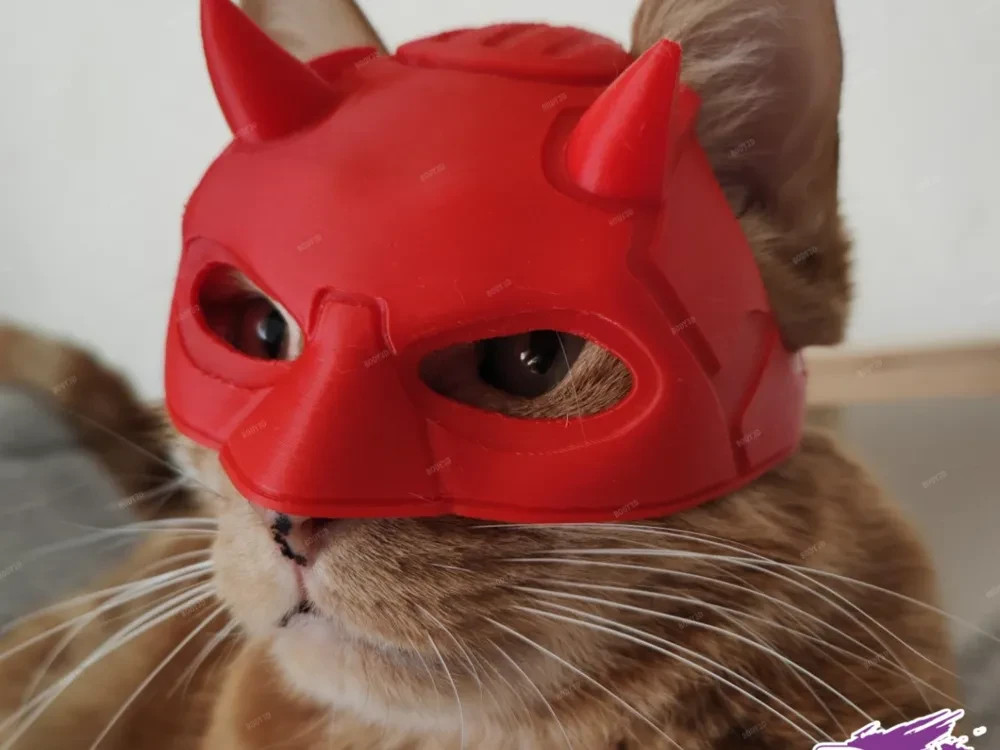 Daredevil 3D Printed Mask Helmet for Cats (Made to Order)
