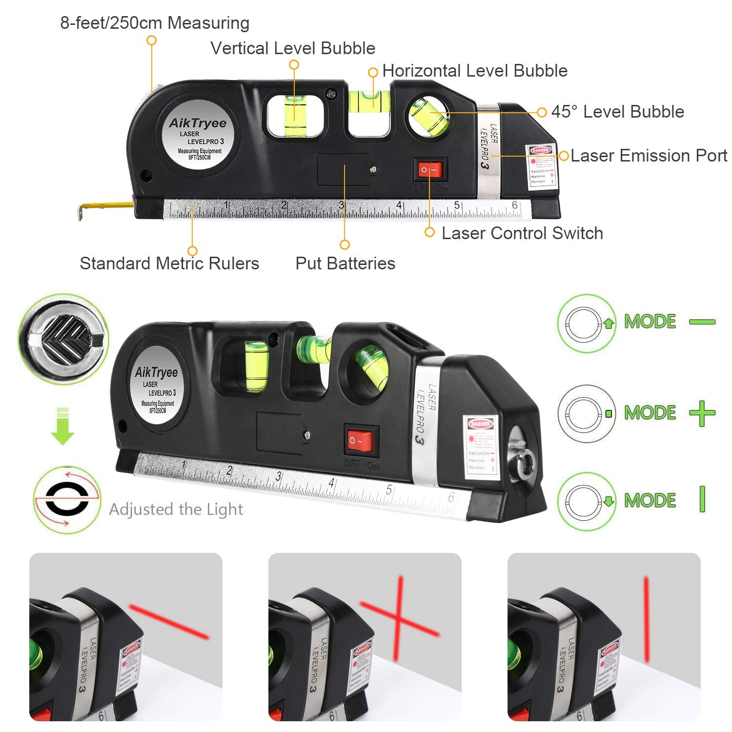Laser Level Line Tool, Multipurpose Kit Standard Cross Red
