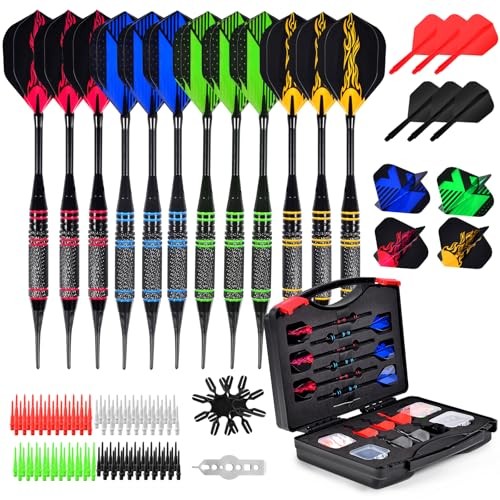 Darts Plastic Tip, Professional Soft Dart Tip Set, 12Pcs 18Gram with 120 Extra