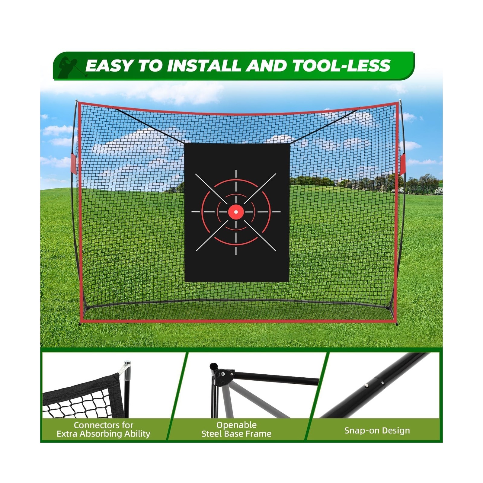 Golf Net Set, 10 x 7ft Heavy Duty Golf Practice Net with Chipping Practice Ne...