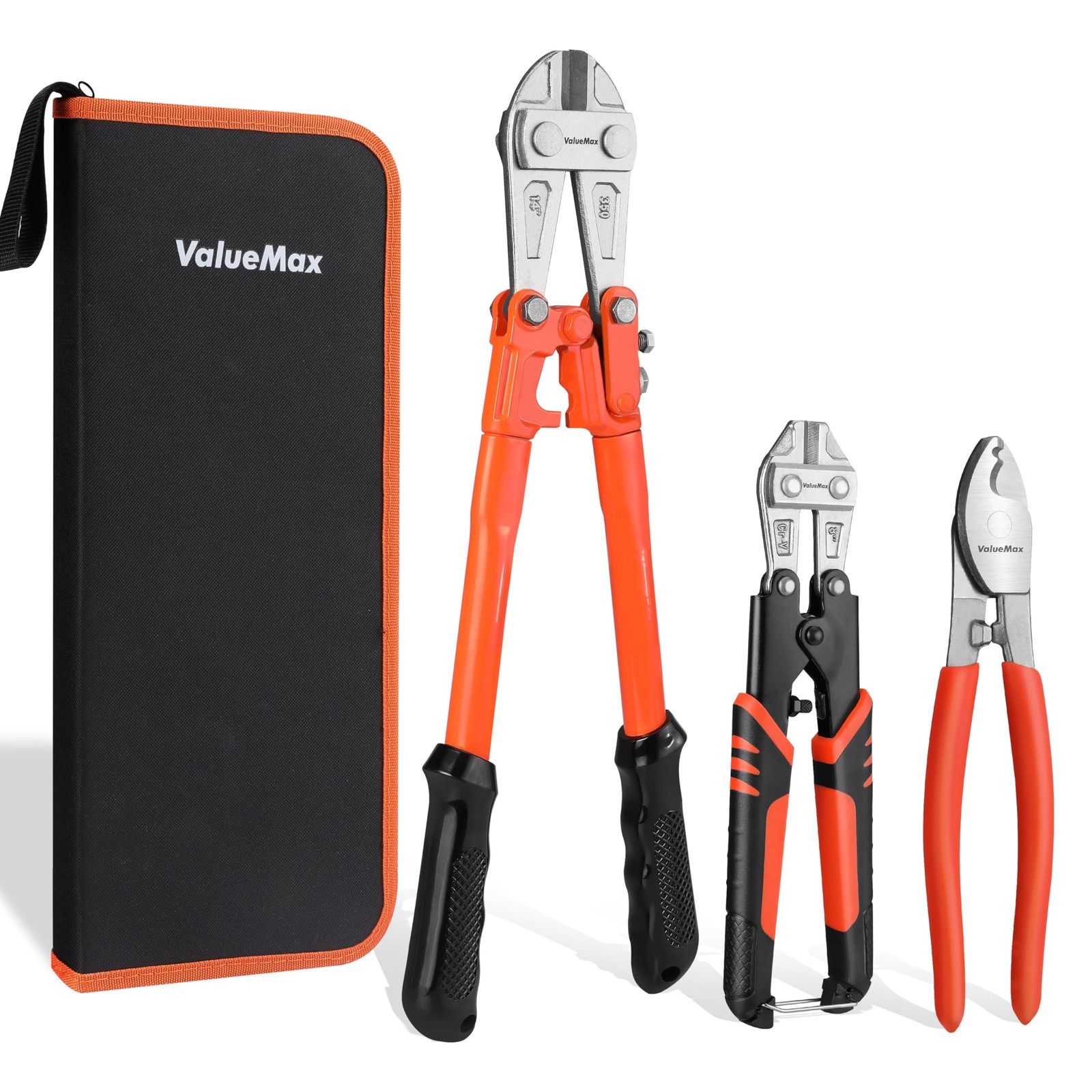 Bolt Cutter Set, 3-Piece Heavy Duty, 14" and Mini 8" Cutters, 8" Cable Cutter...