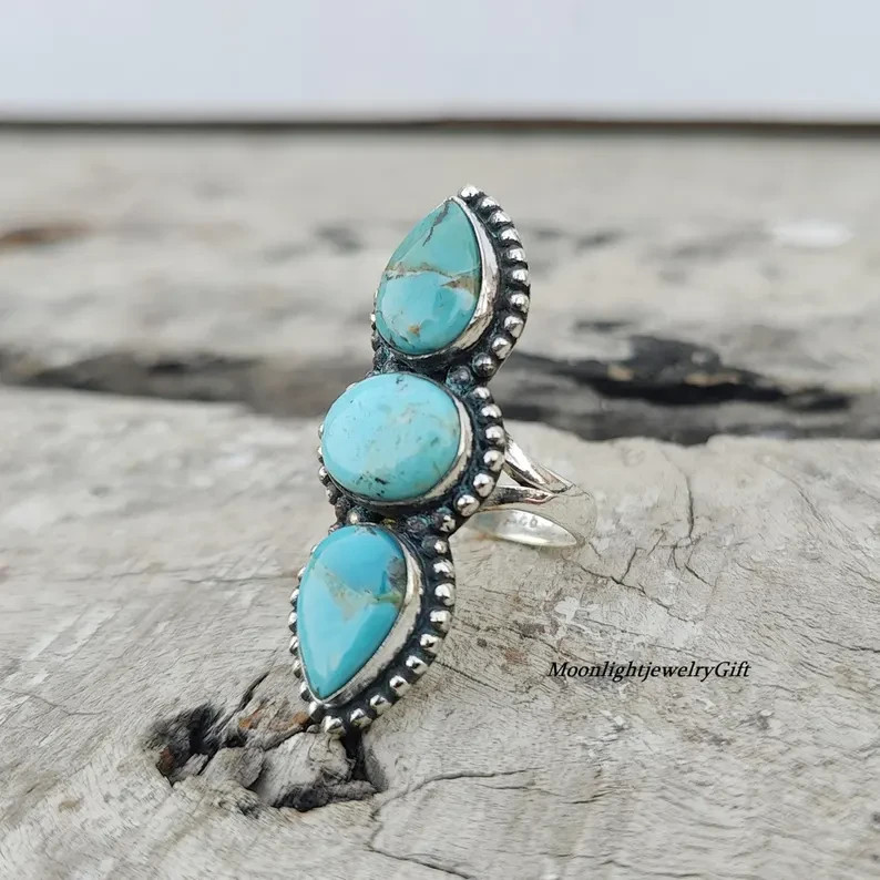 Mohave Turquoise Ring, 925 Sterling Silver Ring, Handmade Ring, Gemstone Ring,