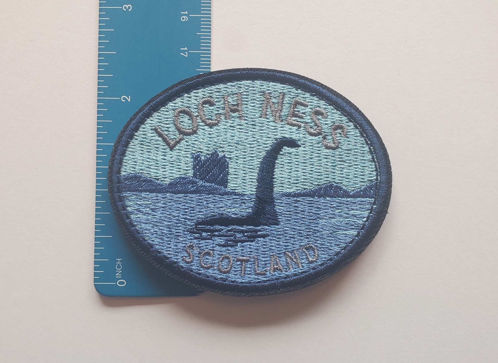 Loch Ness Monster Scotland Embroidered Morale patch Hook & Loop Backing 3" x 2.5