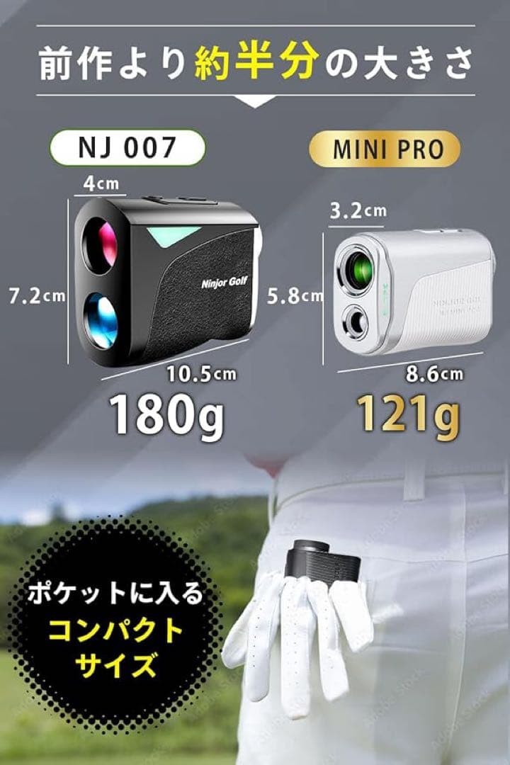 NJ MINI PRO Golf Laser Rangefinder Compact 122g LCD 3-Point Measurement