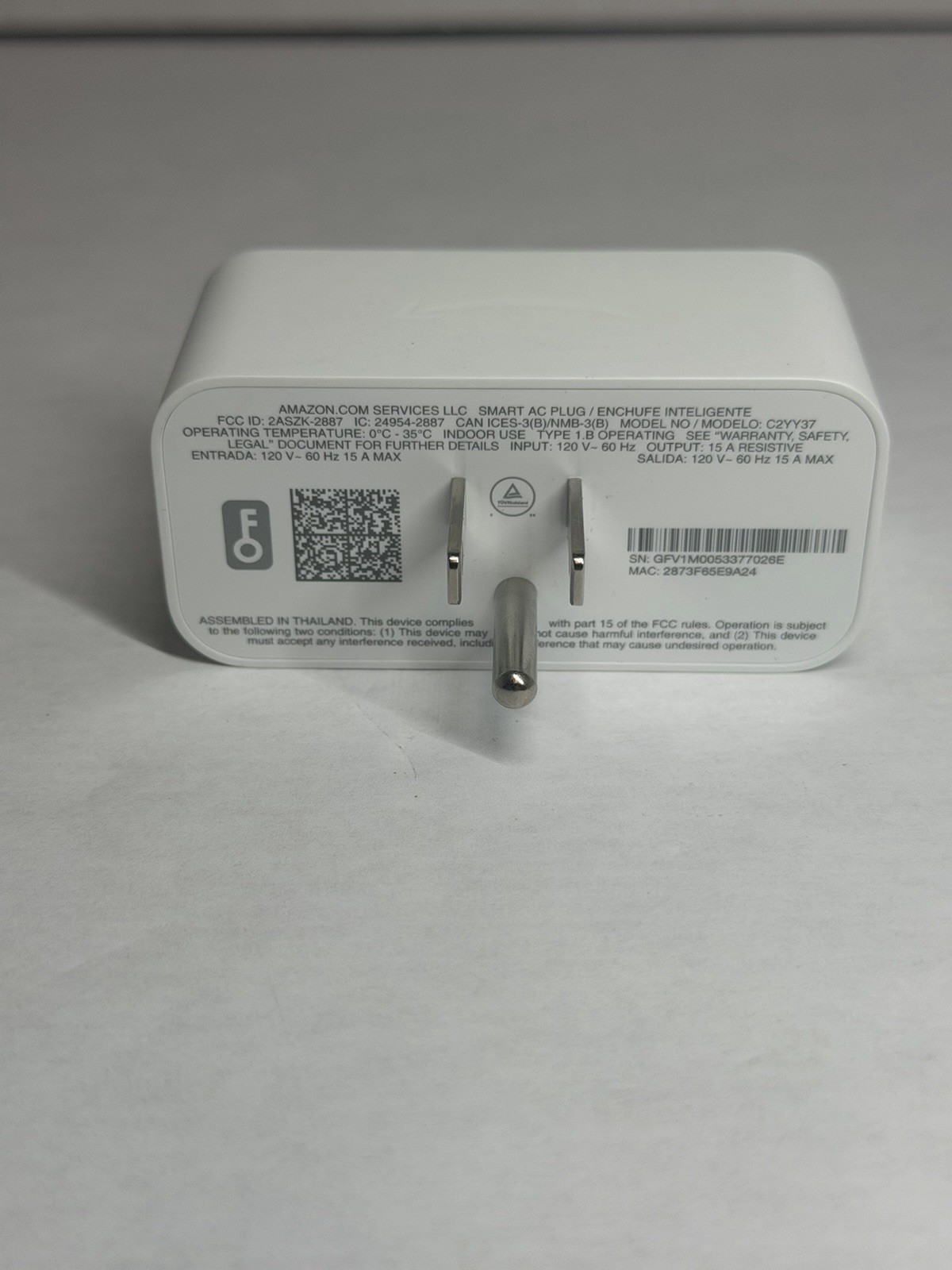 Amazon Smart Plug Works with Alexa - White C2YY37 B9