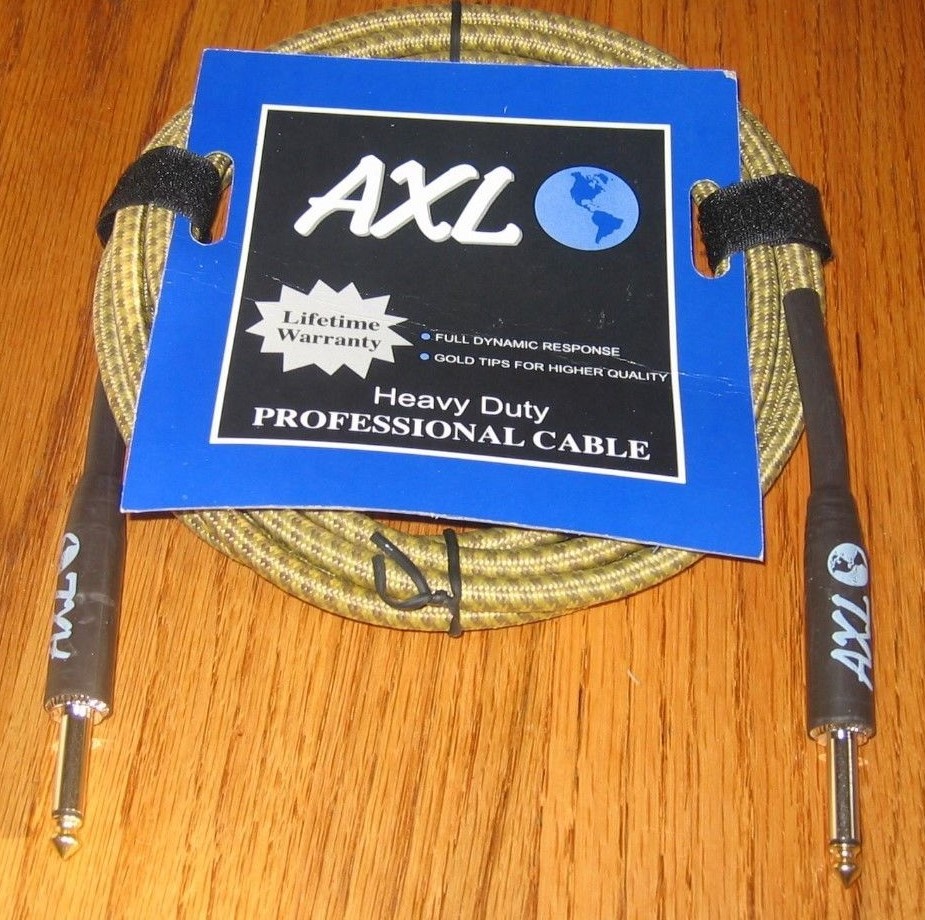 NEW VINTAGE BROWN TWEED PROFESSIONAL GUITAR CABLE CORD ELECTRIC BASS ACOUSTIC ++