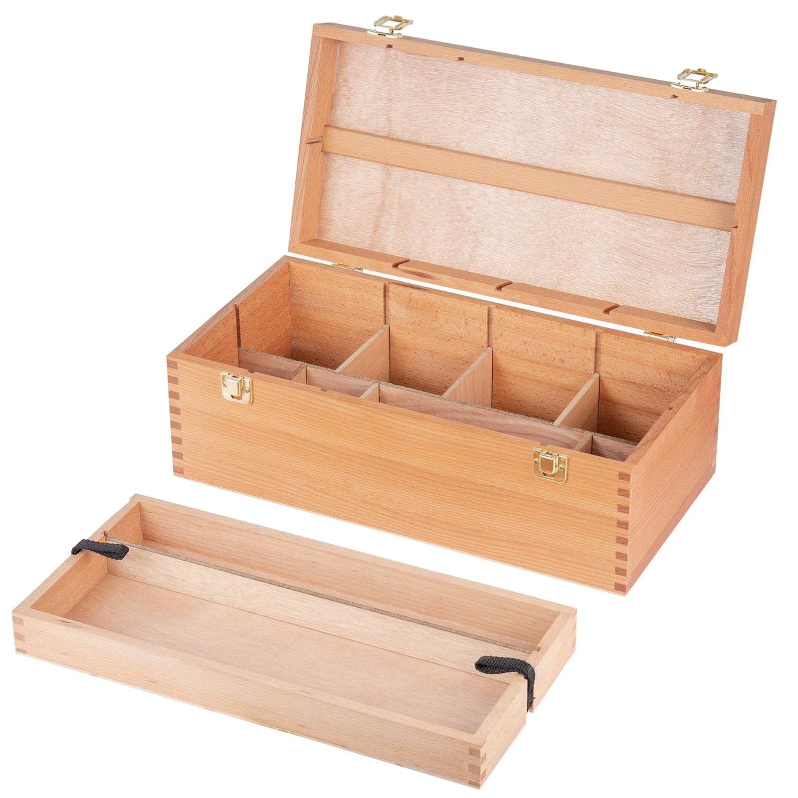 Large Art Supply Storage Box, Solid Beechwood Tool Box, Artist Storage Organizer