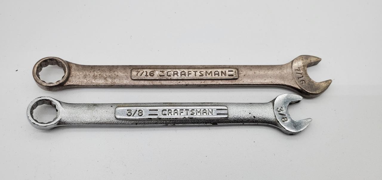 lot of 2 Craftsman VA & VV Series Combination Wrenches ,3/8,7/16 12 Point