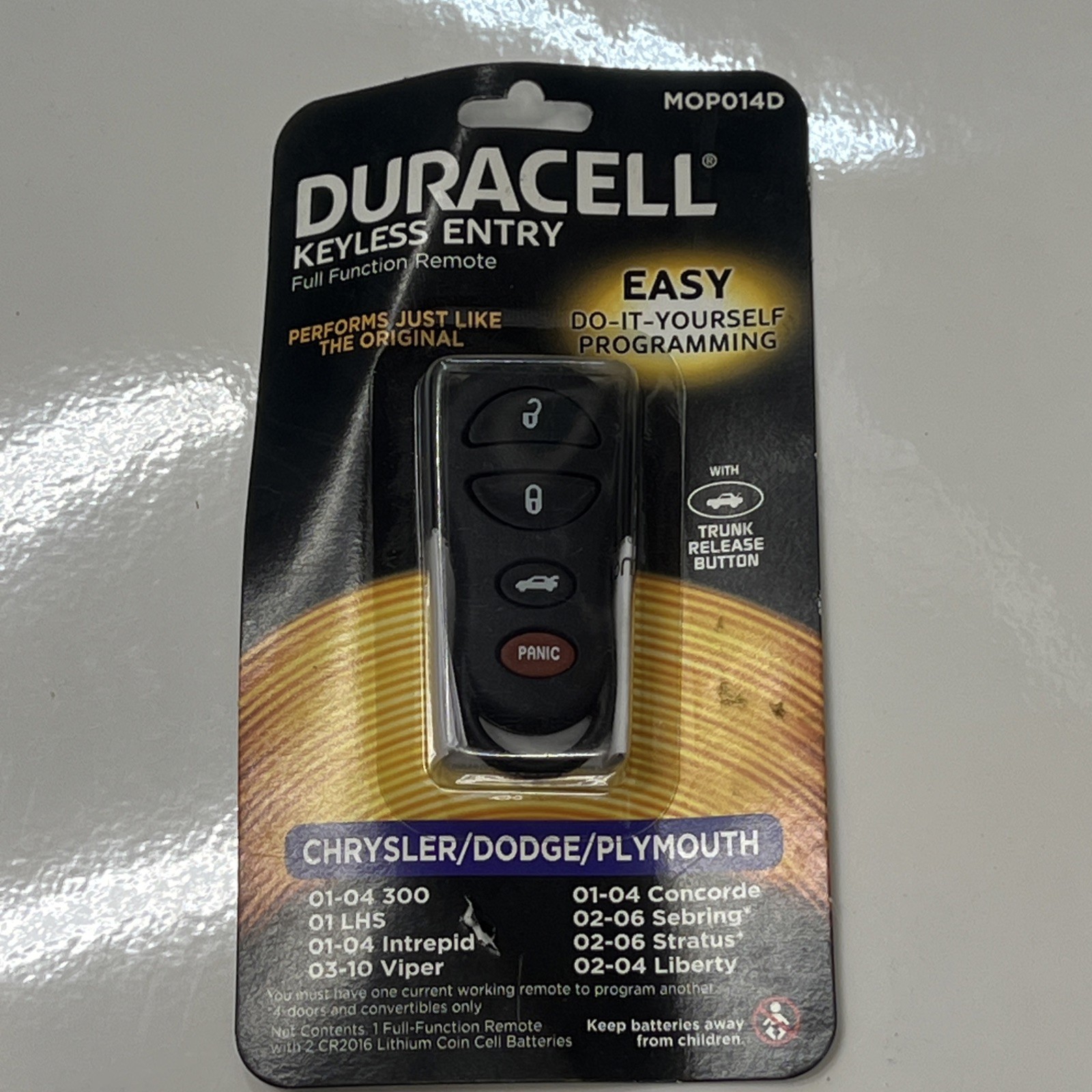 NEW DURACELL KEYLESS ENTRY FULL FUNCTION REMOTE MOP014D L4