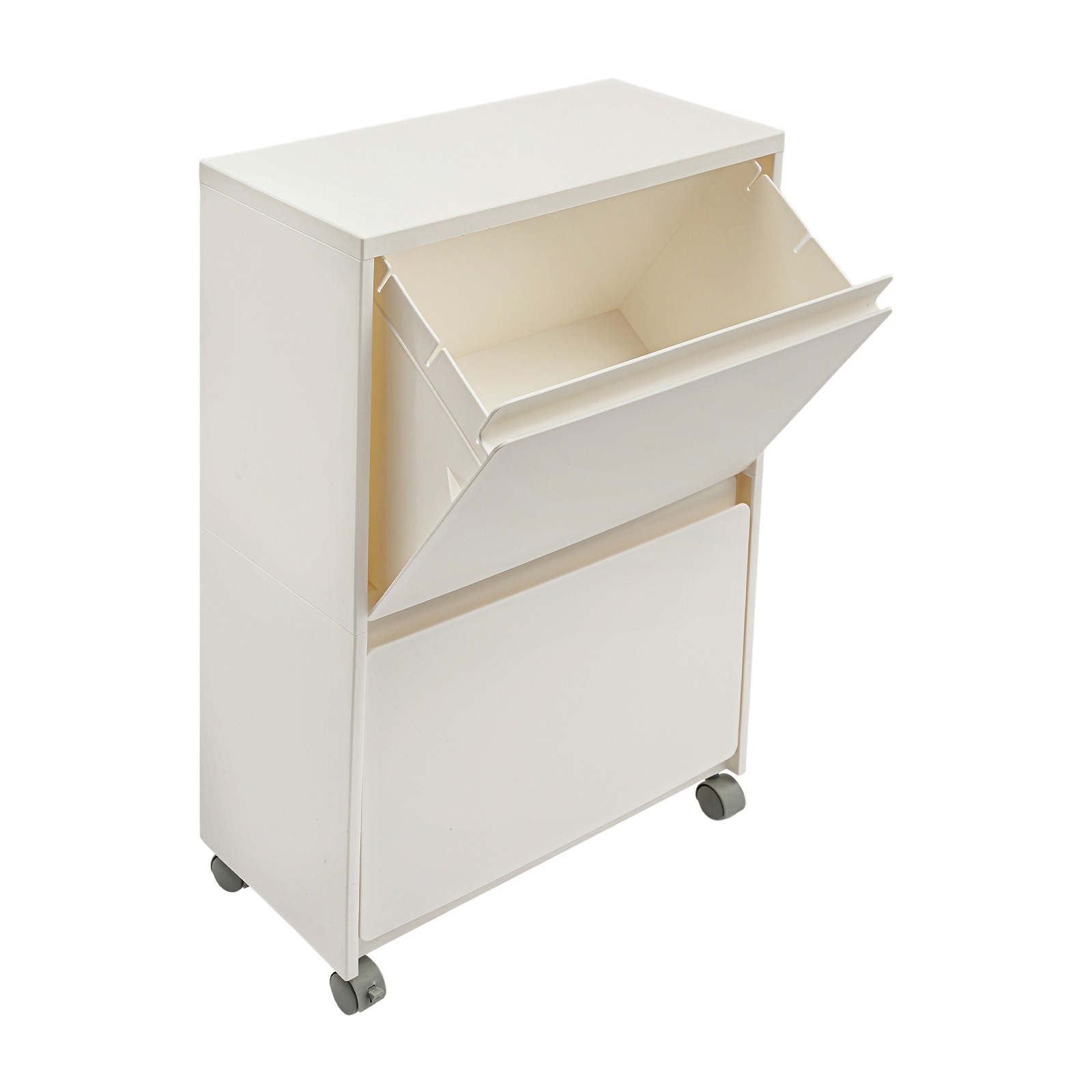PP Cabinet 2-Tier Rolling Storage Cabinet Mobile Organizer White