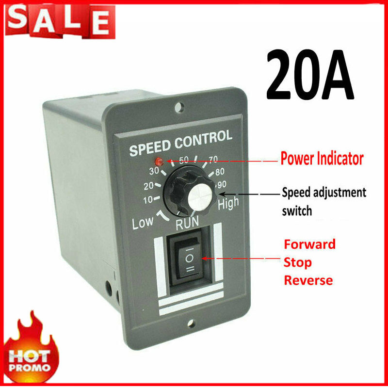 DC 12V-60V 20A Motor Speed Controller Reversible Regulation Variable Switch