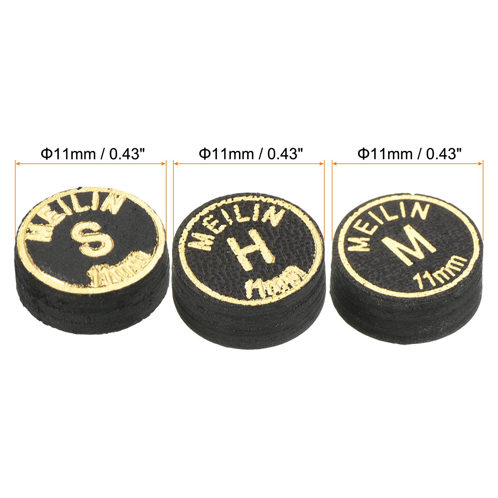 11mm Billiard Stick Tips Kit, 6 in 1 H,M,S Multiple Layer,Black