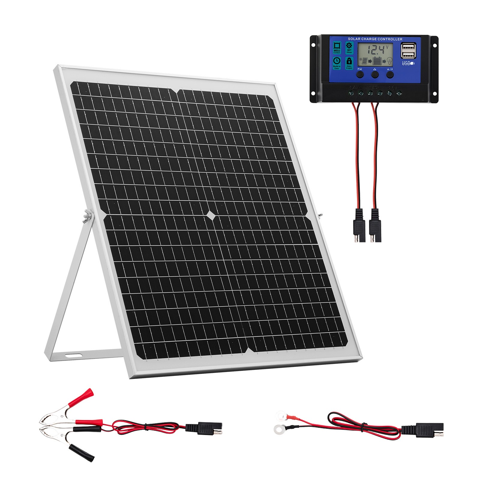 VEVOR Solar Battery Trickle Charger Maintainer 30W 12V with MPPT Controller