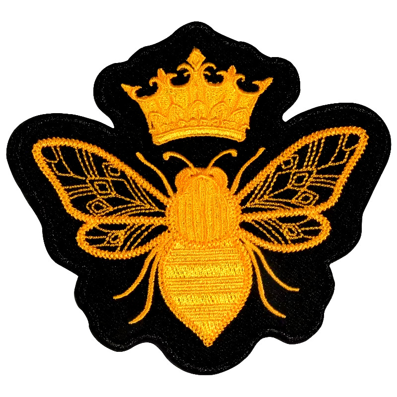 Beautiful Queen Bee Embroidered iron on Patch 4+1/4 x 4 inch FREE SHIPPING