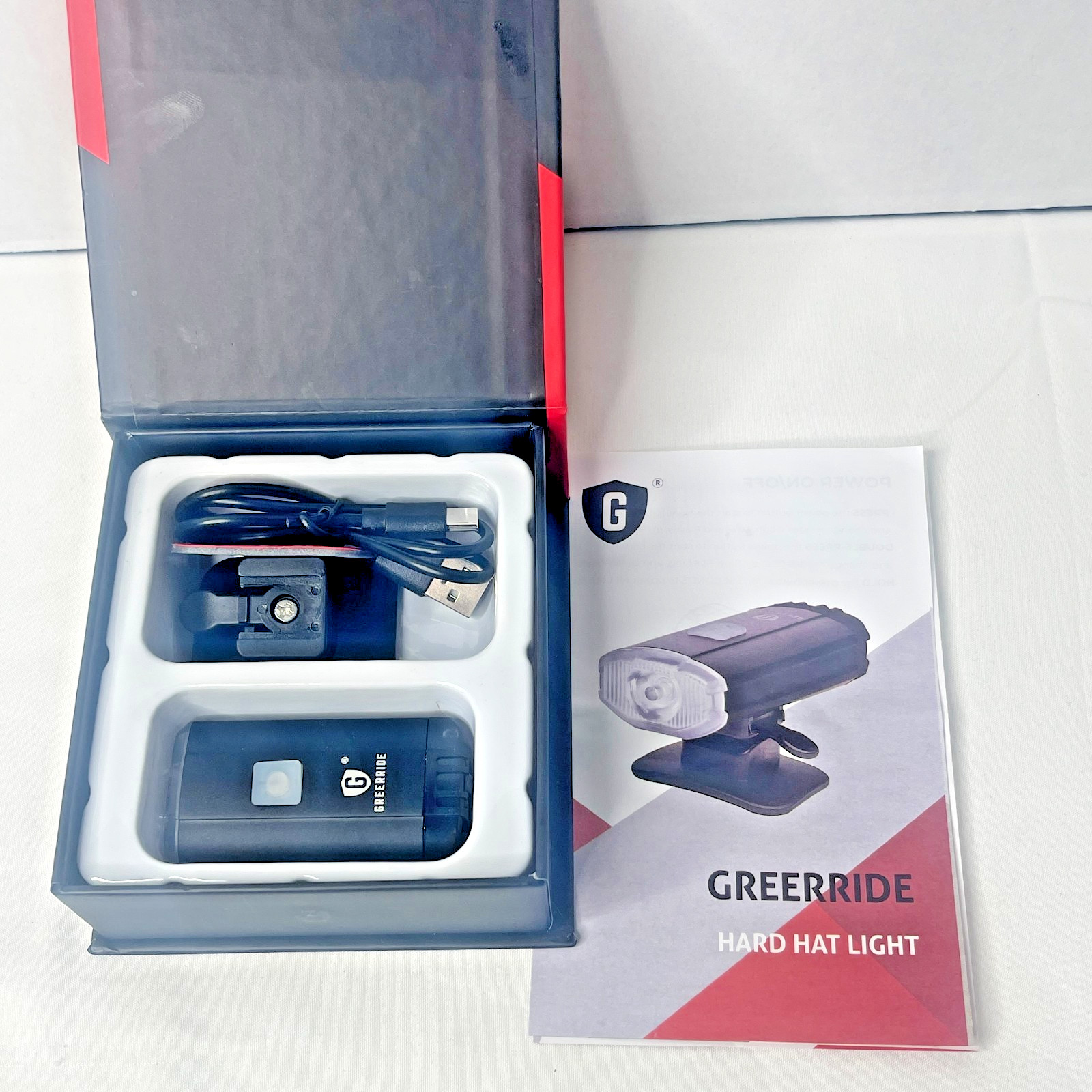 Greerride Rechargeable Hard Hat Light LED Headlamp Waterproof IPX6 100LM