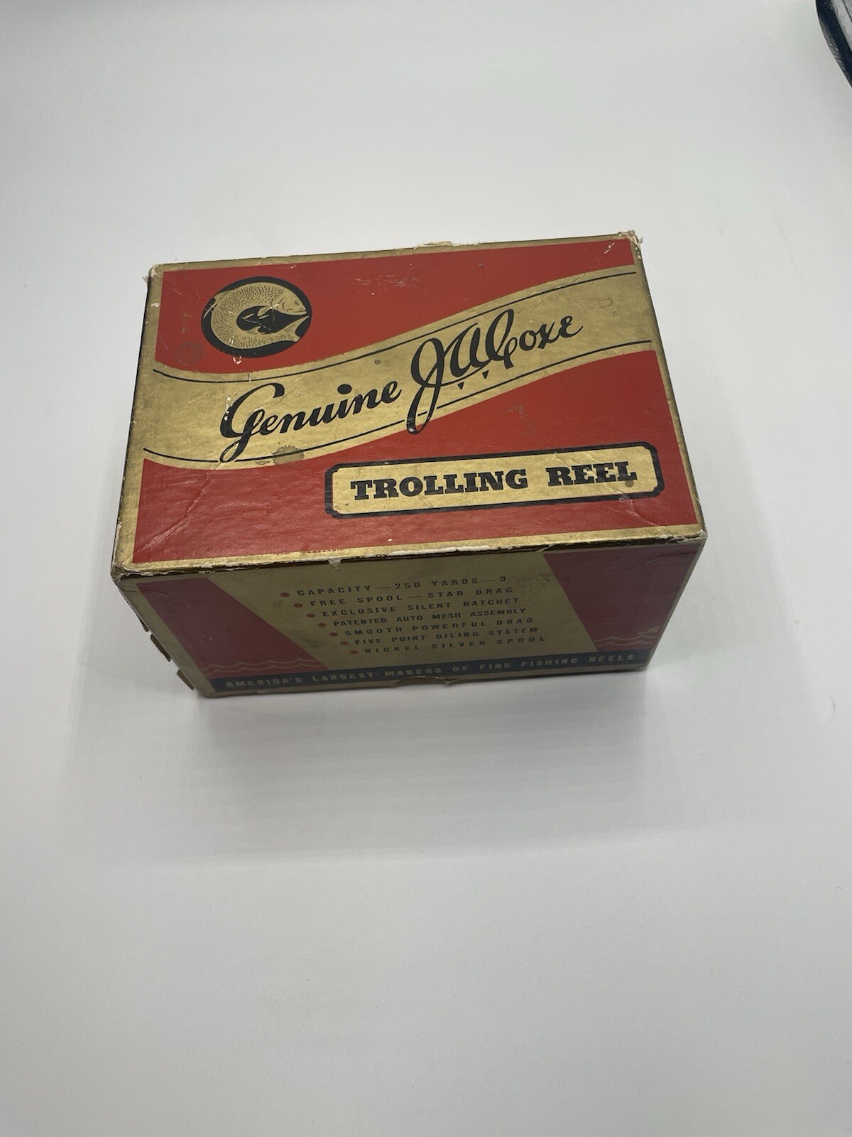 J.A. Coxe Bronson Reel Company Model 625 Saltwater Trolling Reel Box & Reel VTG